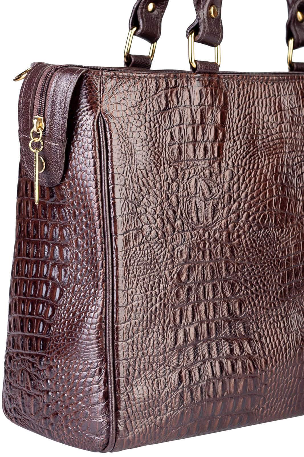 Pasta feminina de couro croco Esther - Enluaze