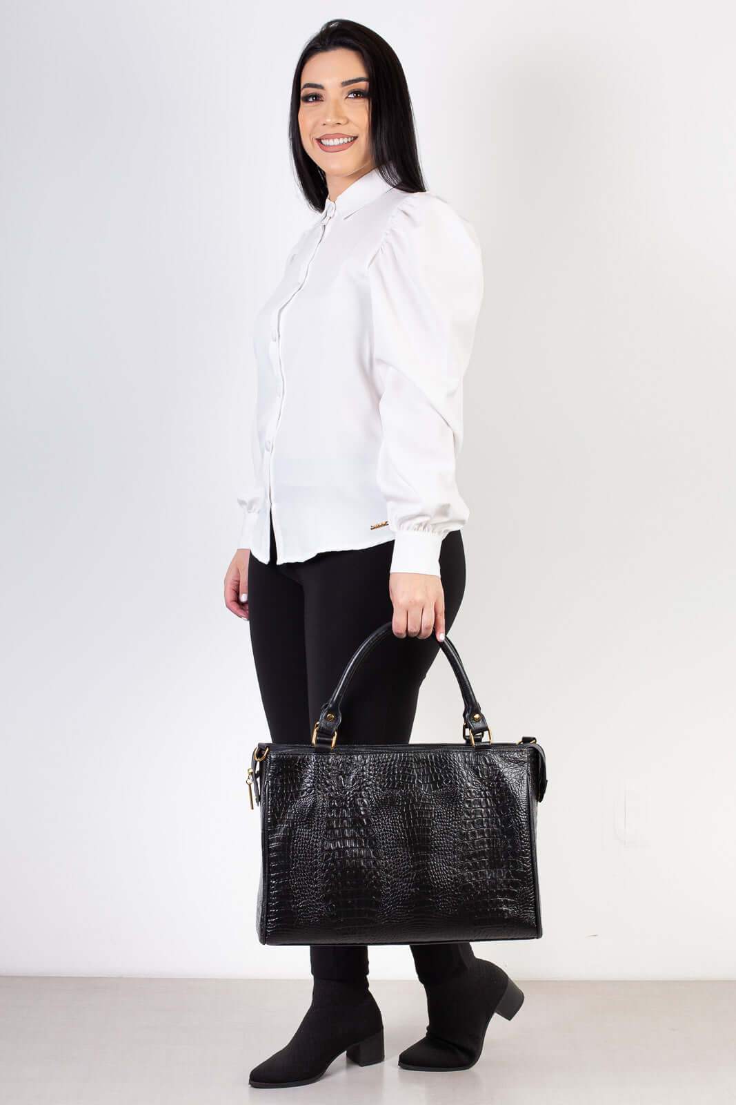 Pasta feminina de couro croco Esther - Enluaze