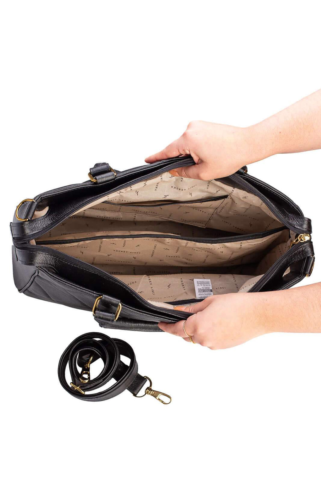 Pasta feminina de couro liso Esther - Enluaze