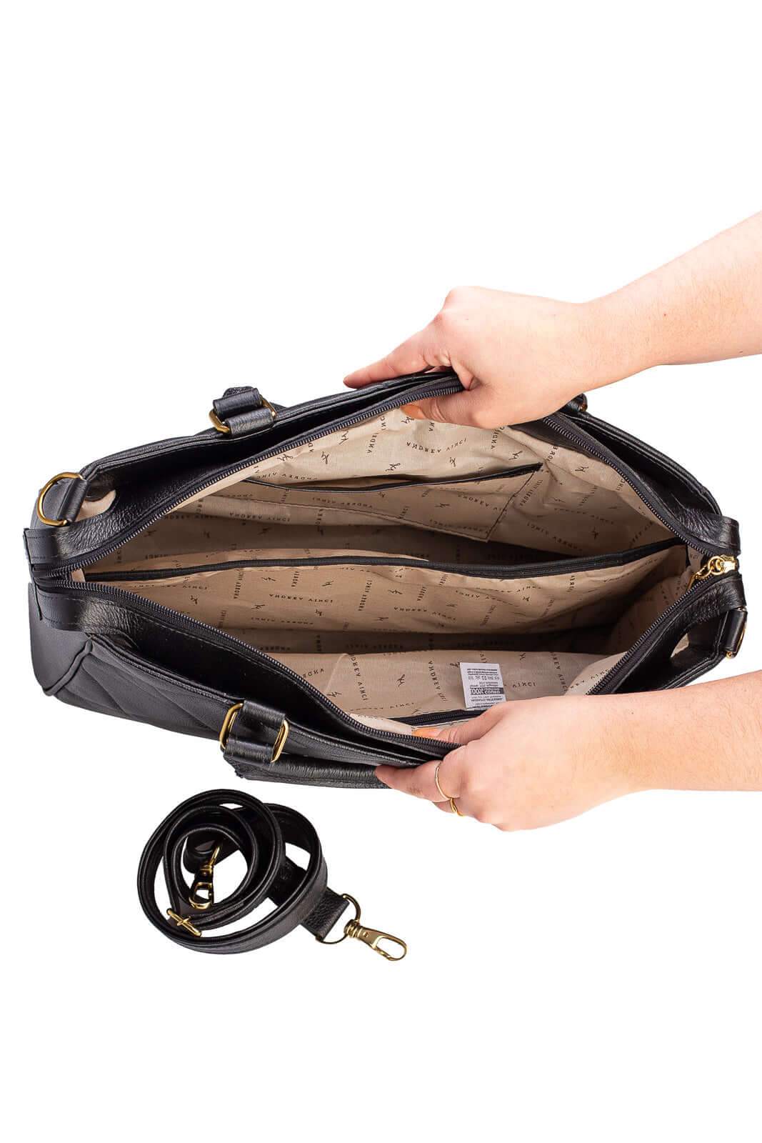 Pasta feminina de couro liso Esther - Enluaze