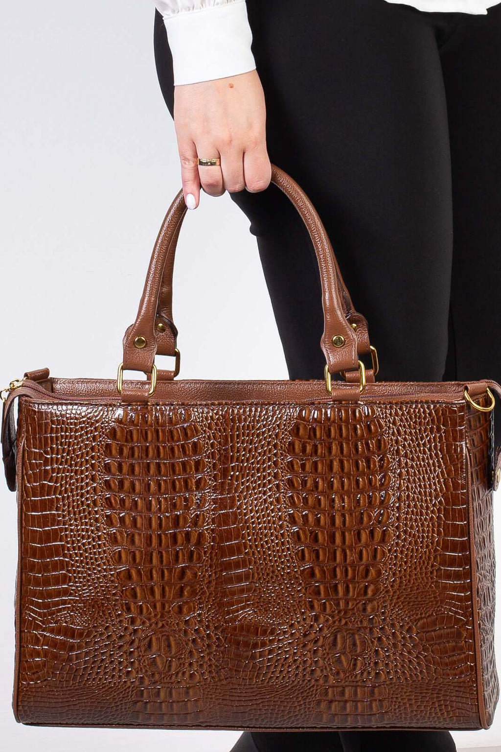 Pasta feminina de couro croco Esther - Enluaze