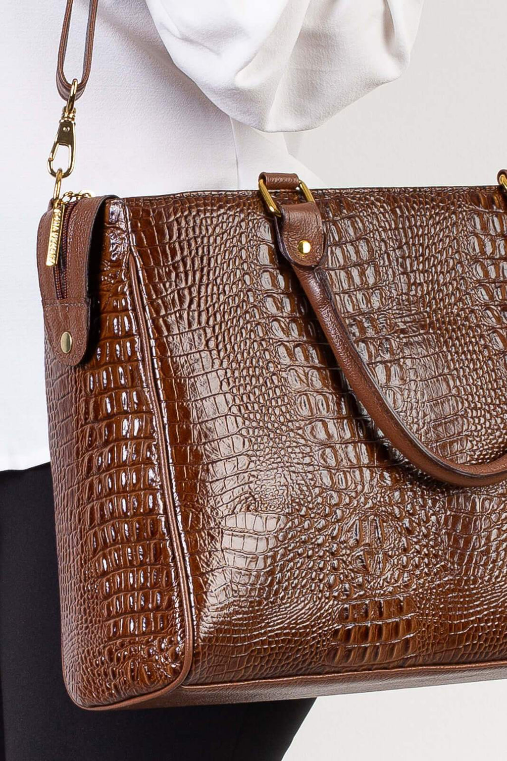 Pasta feminina de couro croco Esther - Enluaze