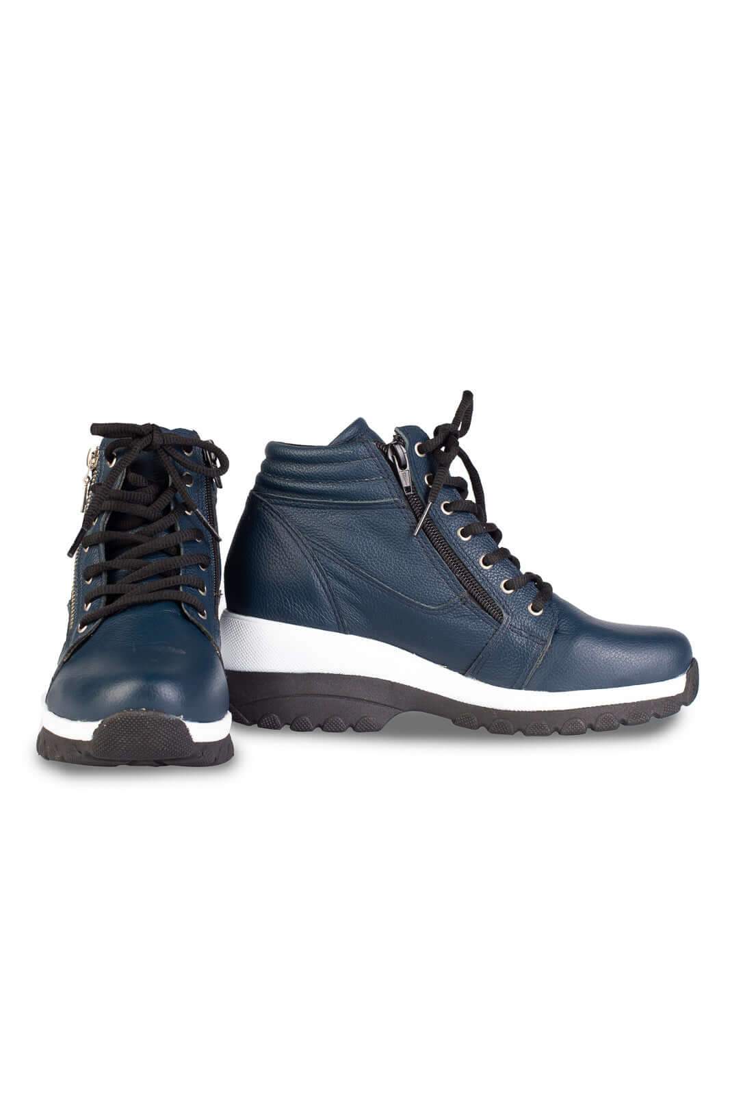 Tênis botinha de couro feminina 090 - Enluaze