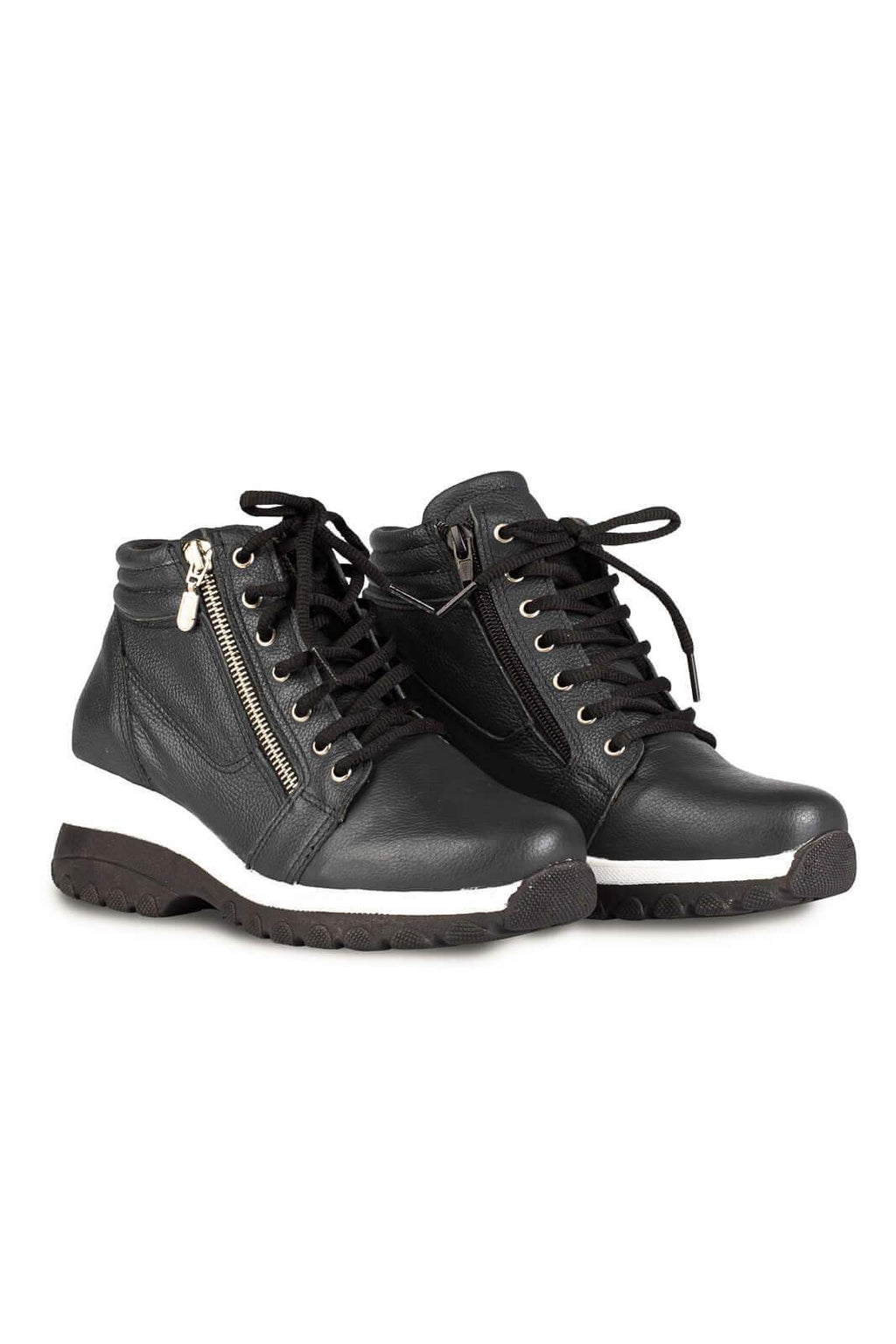 Tênis botinha de couro feminina 090 - Enluaze