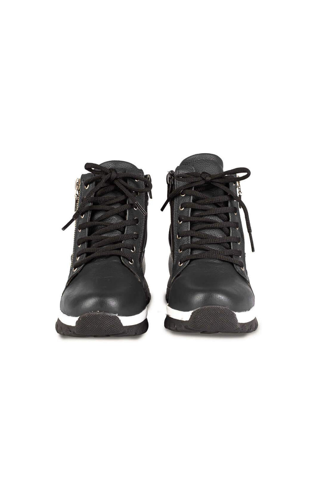 Tênis botinha de couro feminina 090 - Enluaze