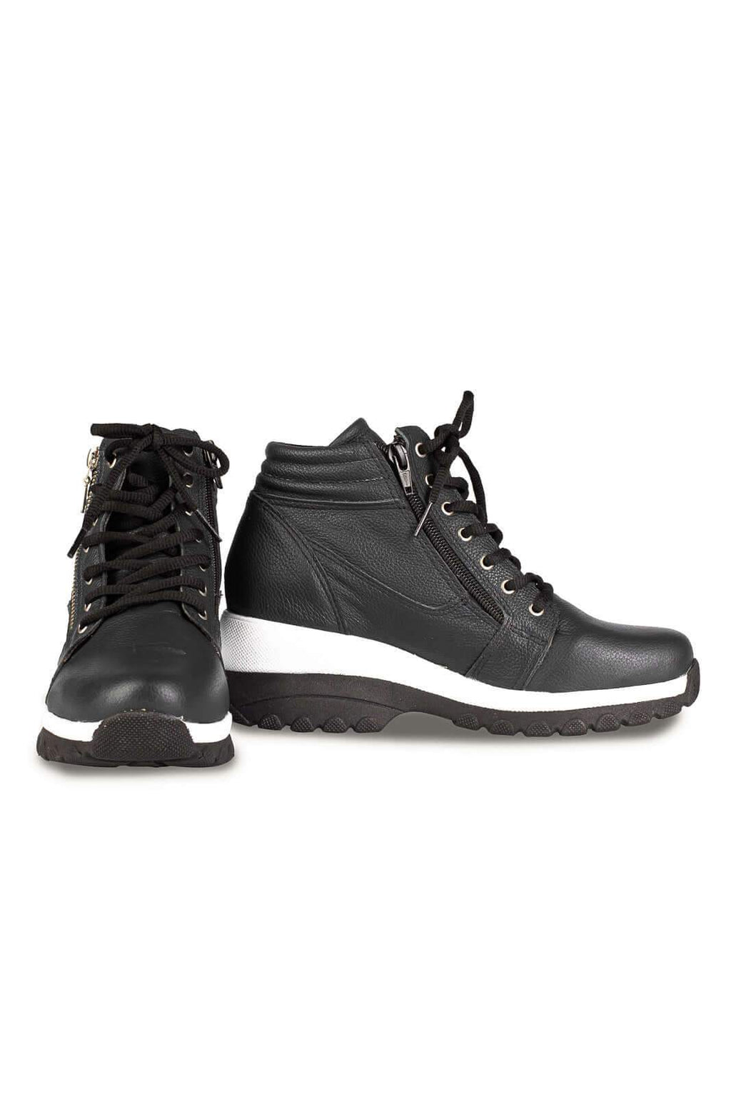 Tênis botinha de couro feminina 090 - Enluaze