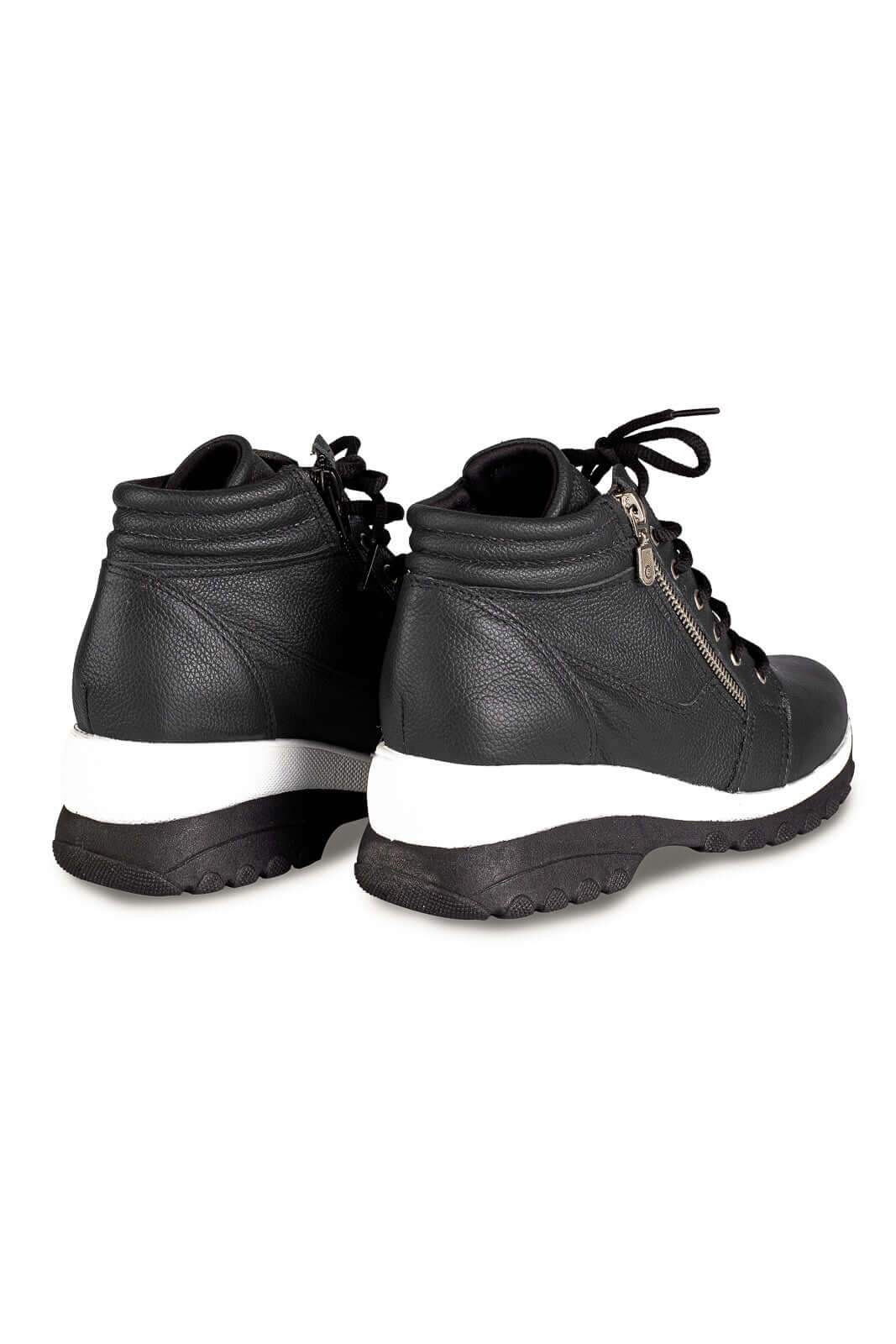 Tênis botinha de couro feminina 090 - Enluaze