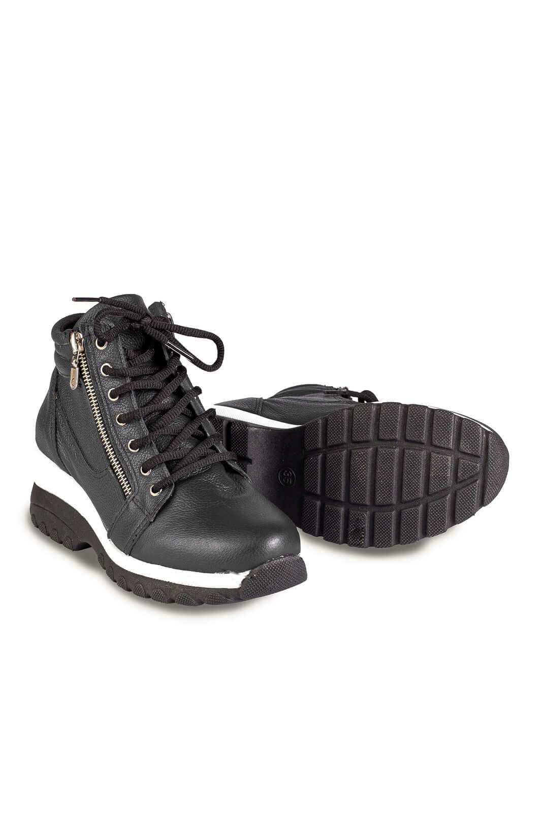 Tênis botinha de couro feminina 090 - Enluaze