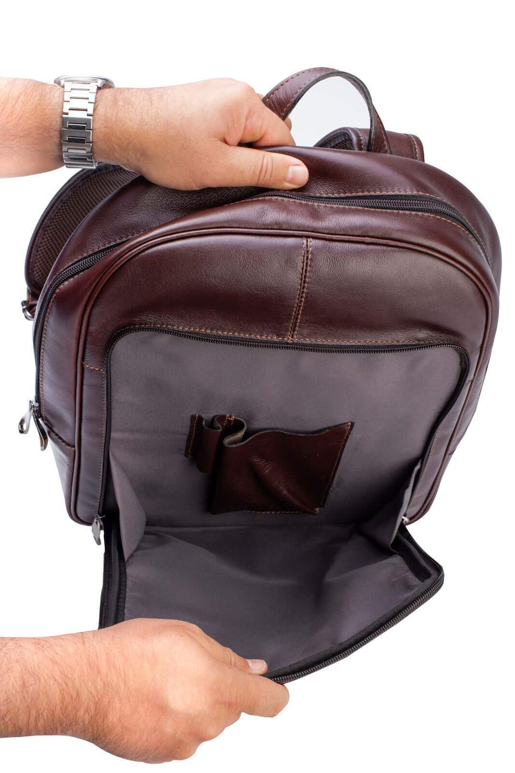 Mochila masculina de couro italiano Steve - Enluaze
