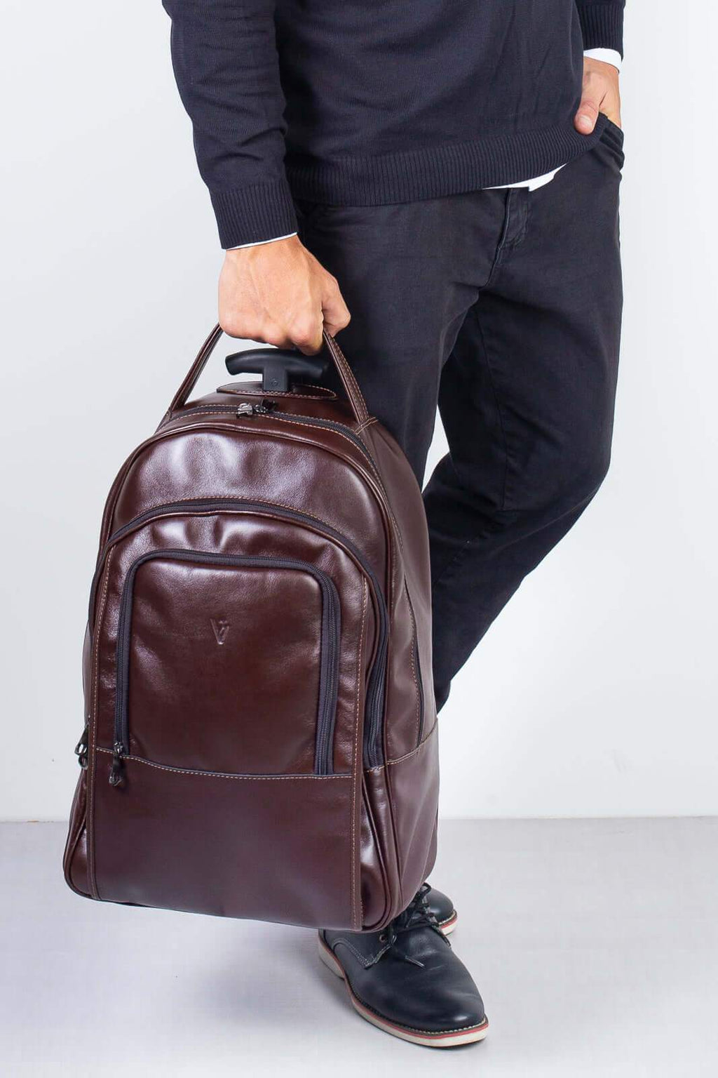 Mochila de carrinho em couro italiano Heitor - Enluaze