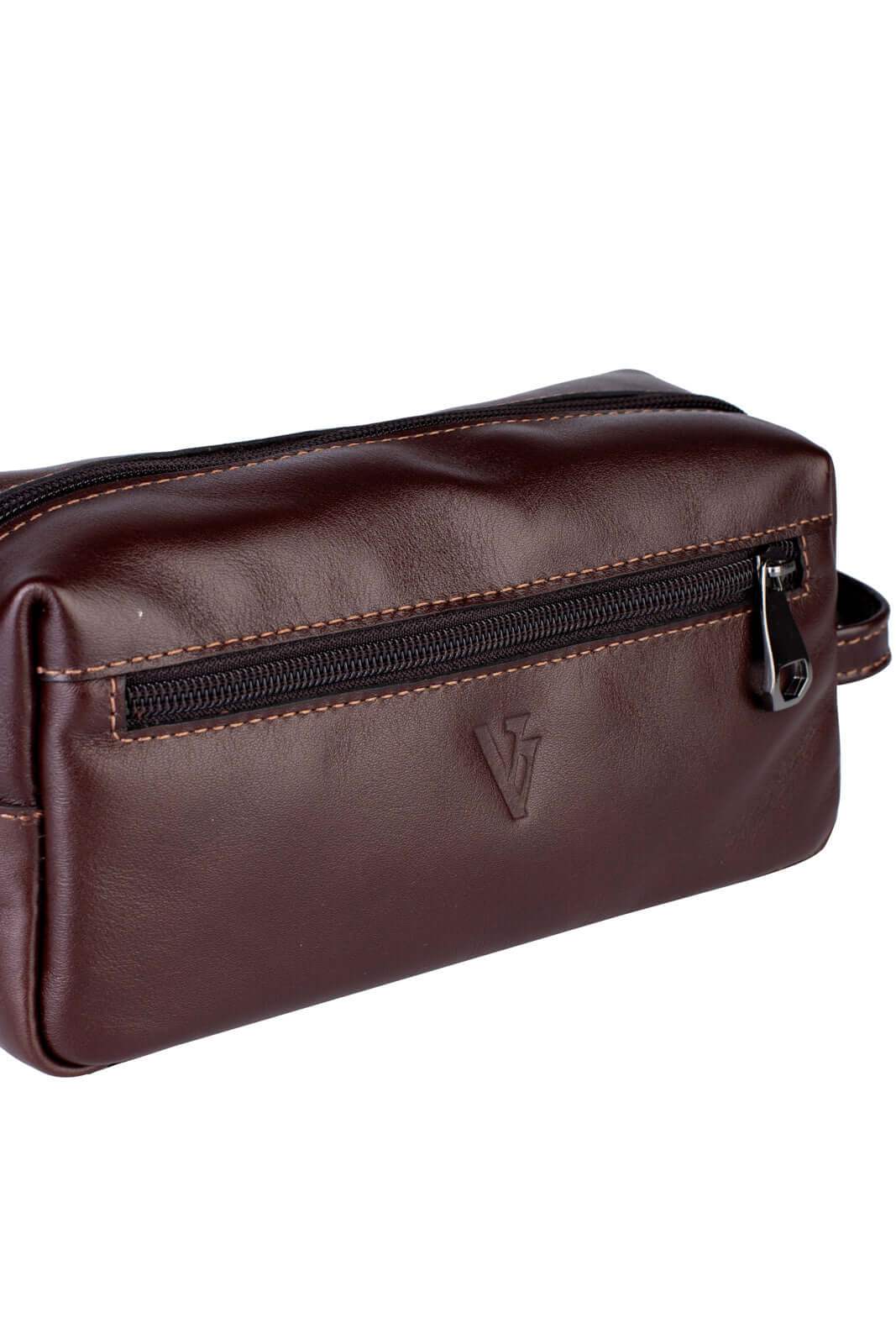 Necessaire masculina em couro italiano Daily 10x20x8cm - Enluaze