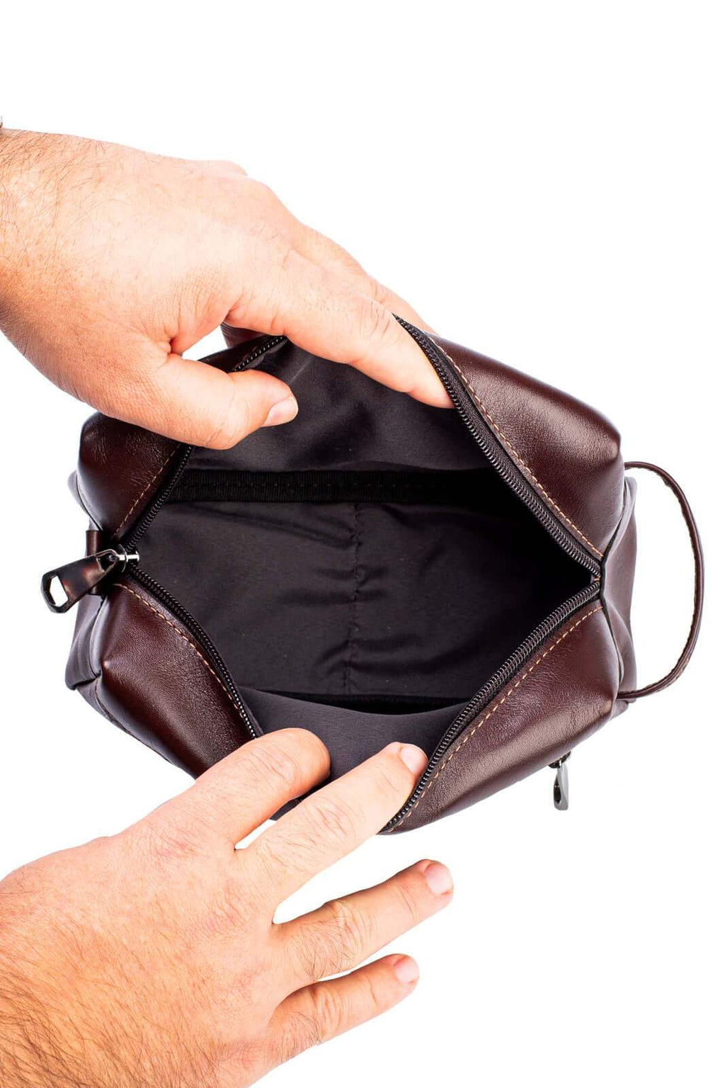 Necessaire masculina em couro italiano Daily 10x20x8cm - Enluaze