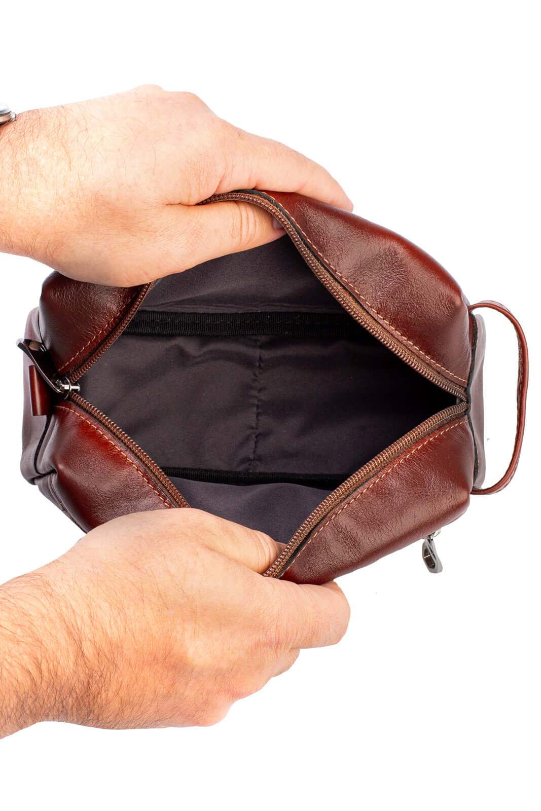 Necessaire masculina em couro italiano Daily 10x20x8cm - Enluaze