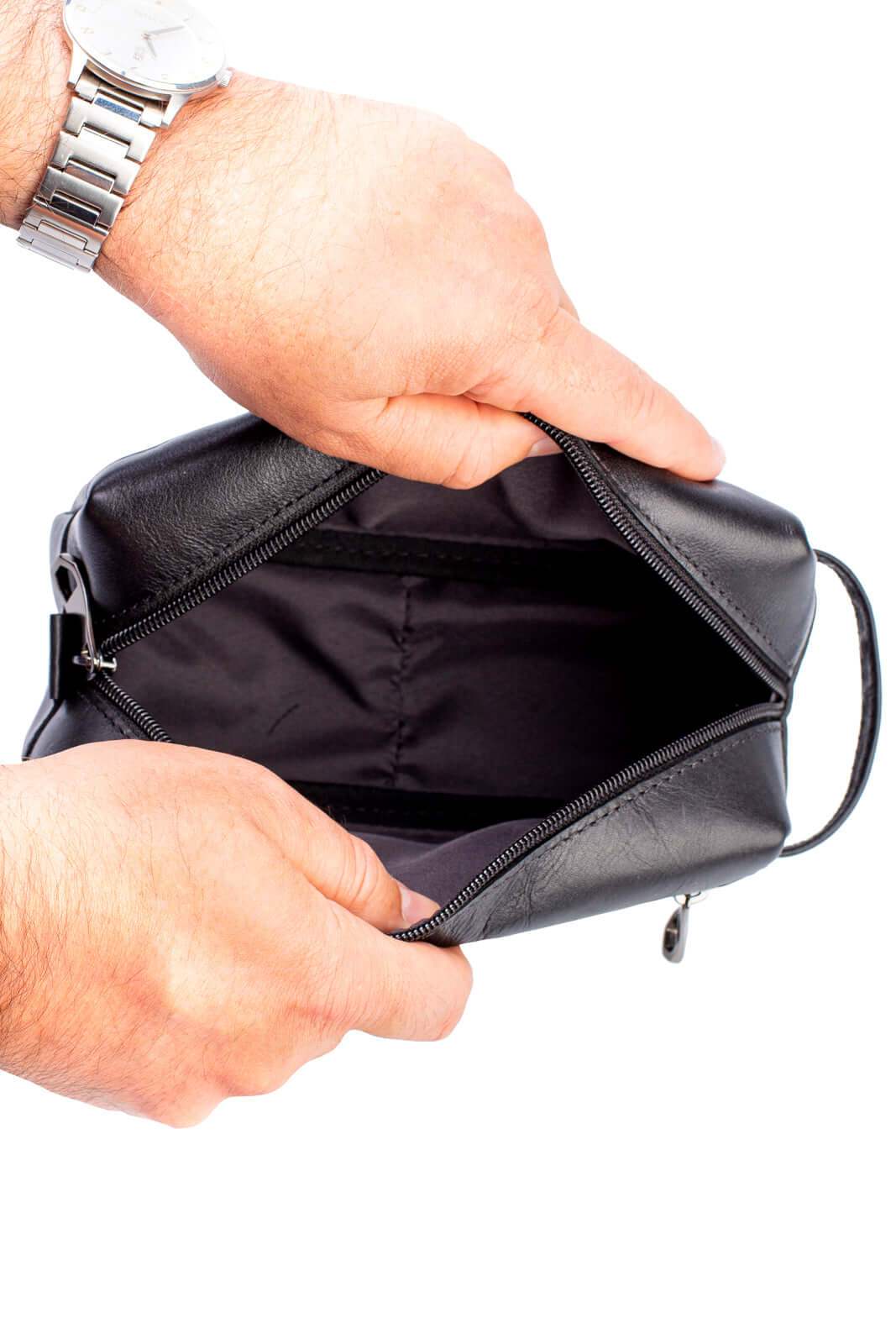 Necessaire masculina em couro italiano Daily 10x20x8cm - Enluaze