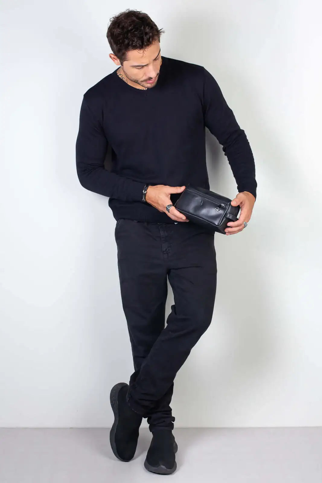 Necessaire masculina em couro italiano Daily 10x20x8cm - Enluaze