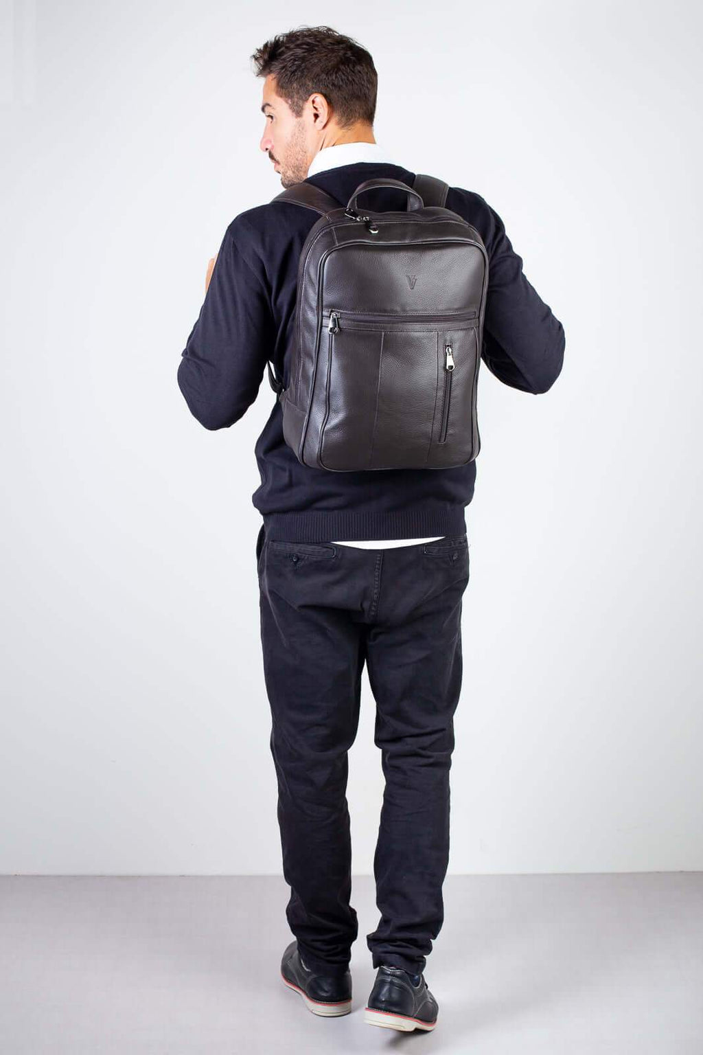 Mochila masculina em couro para notebook Murilo - Enluaze