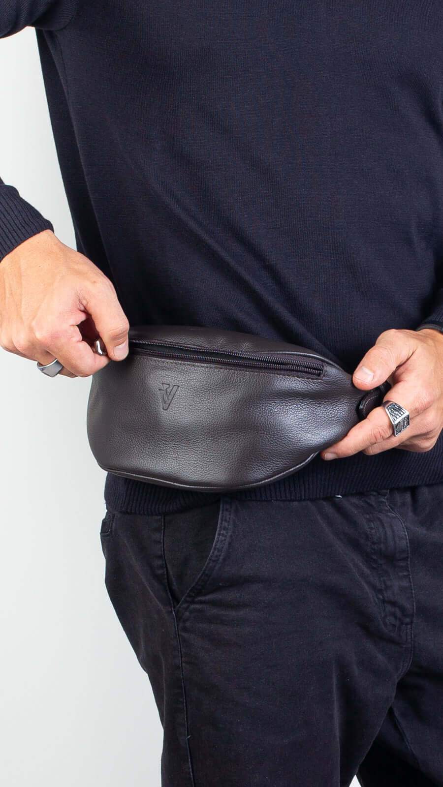 Pochete de couro masculina Zach - Enluaze