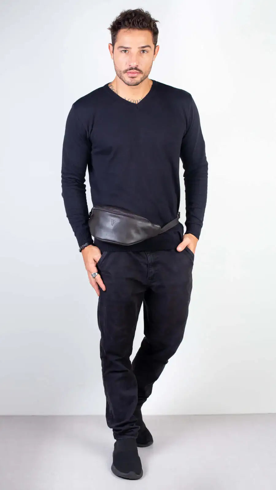 Pochete de couro masculina Zach - Enluaze