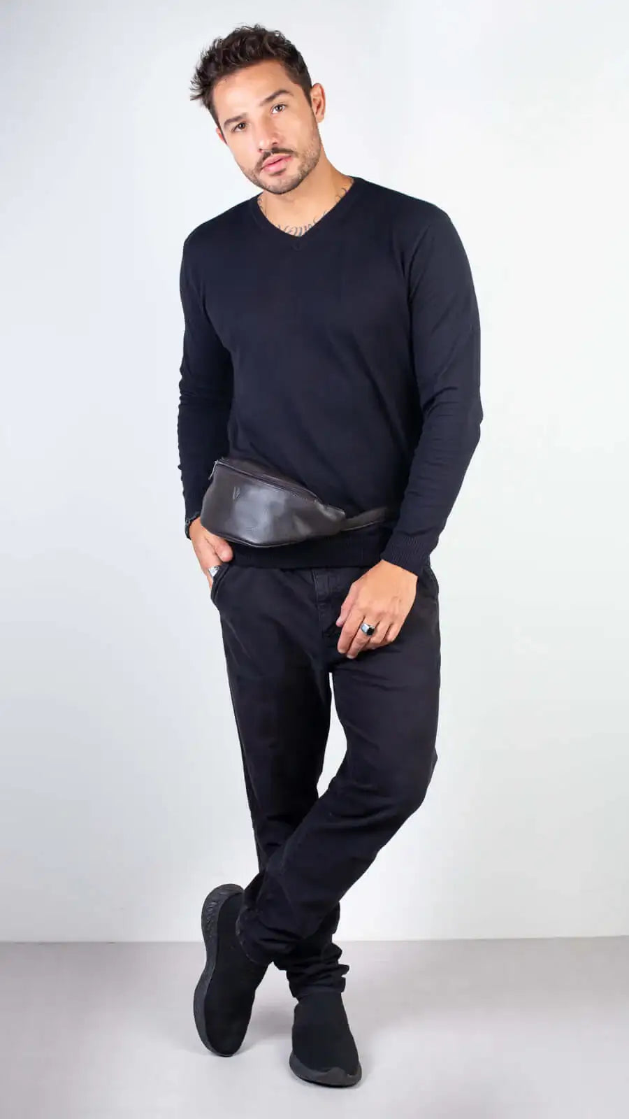 Pochete de couro masculina Zach - Enluaze