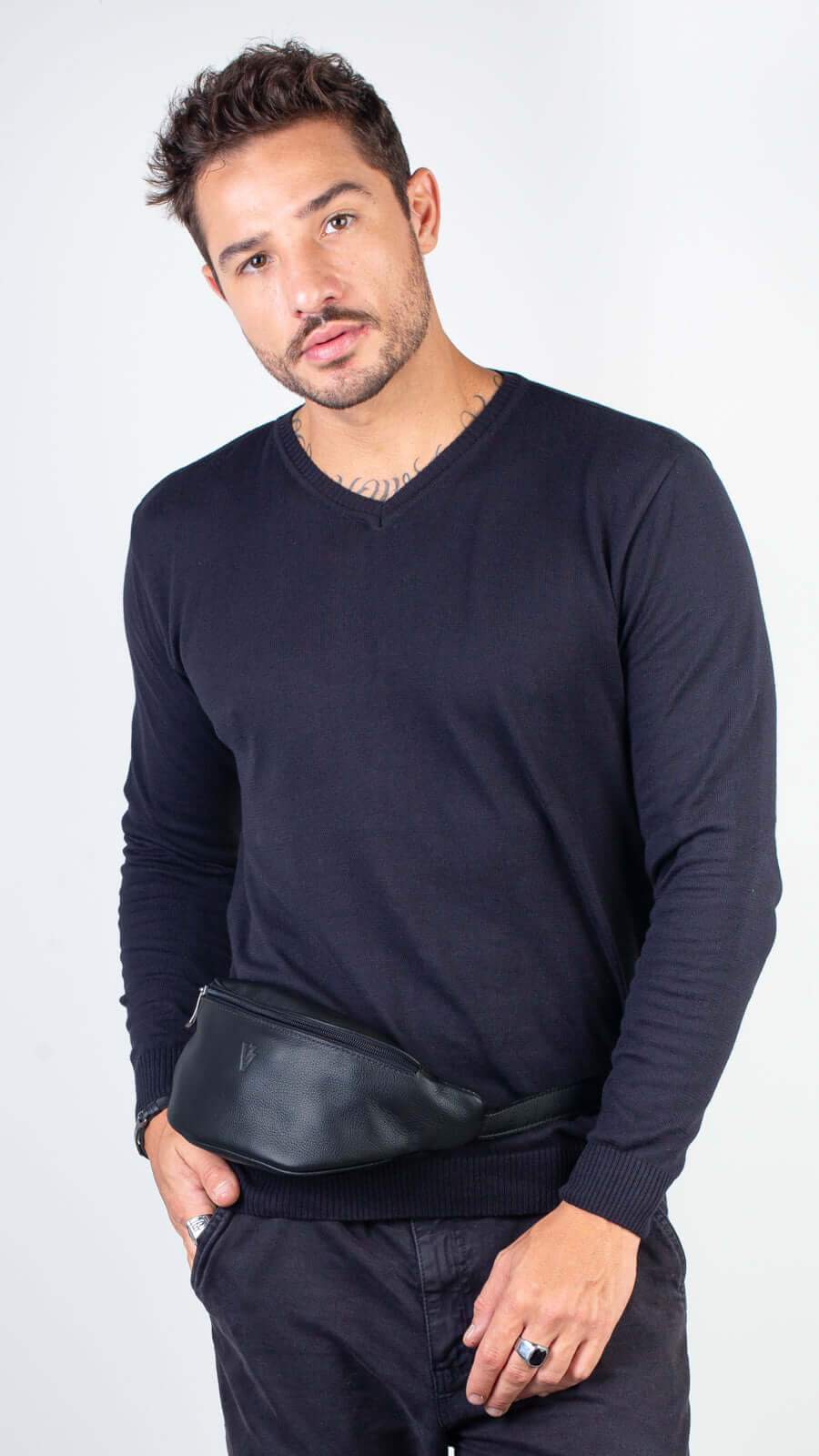 Pochete de couro masculina Zach - Enluaze
