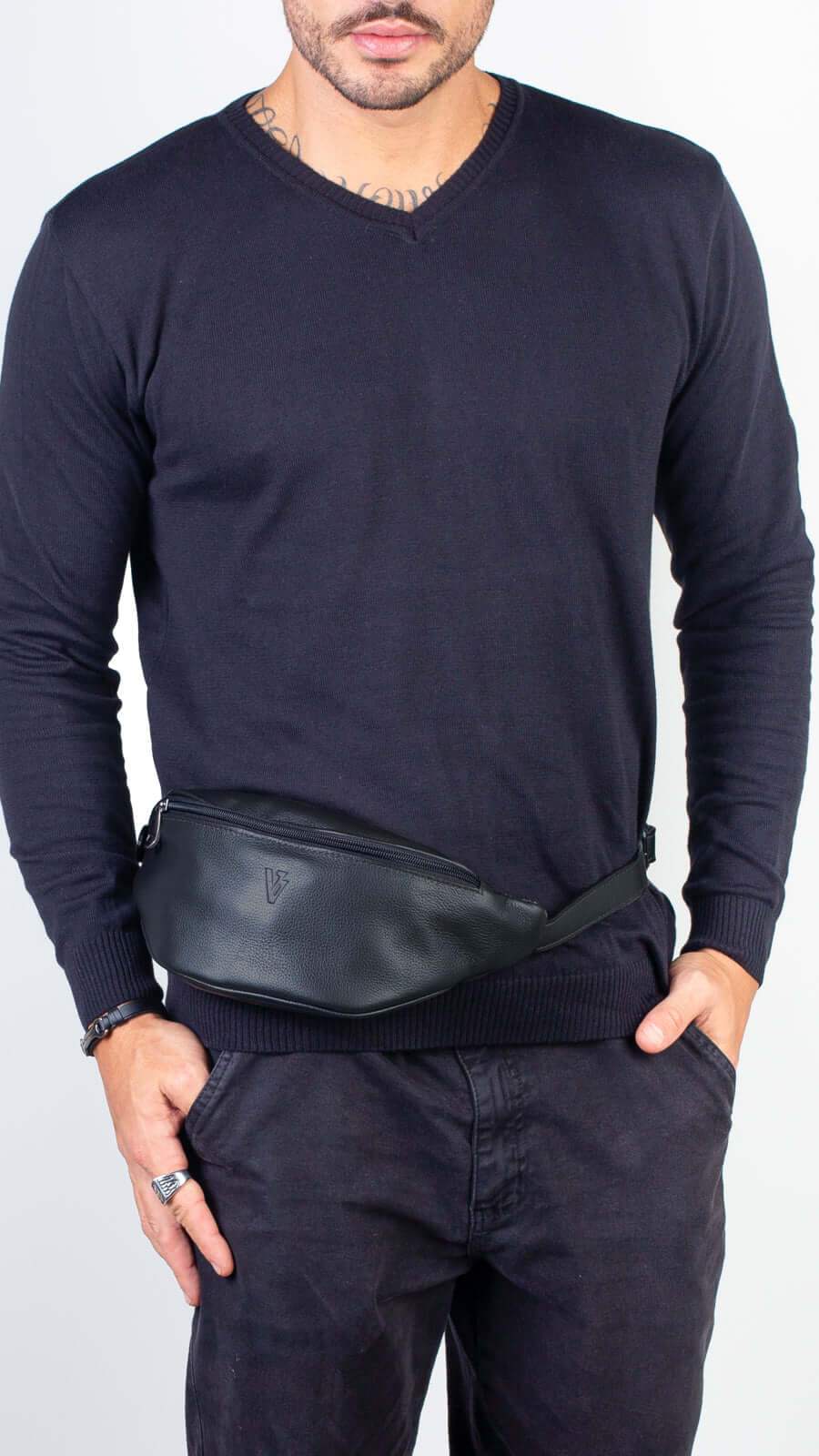Pochete de couro masculina Zach - Enluaze