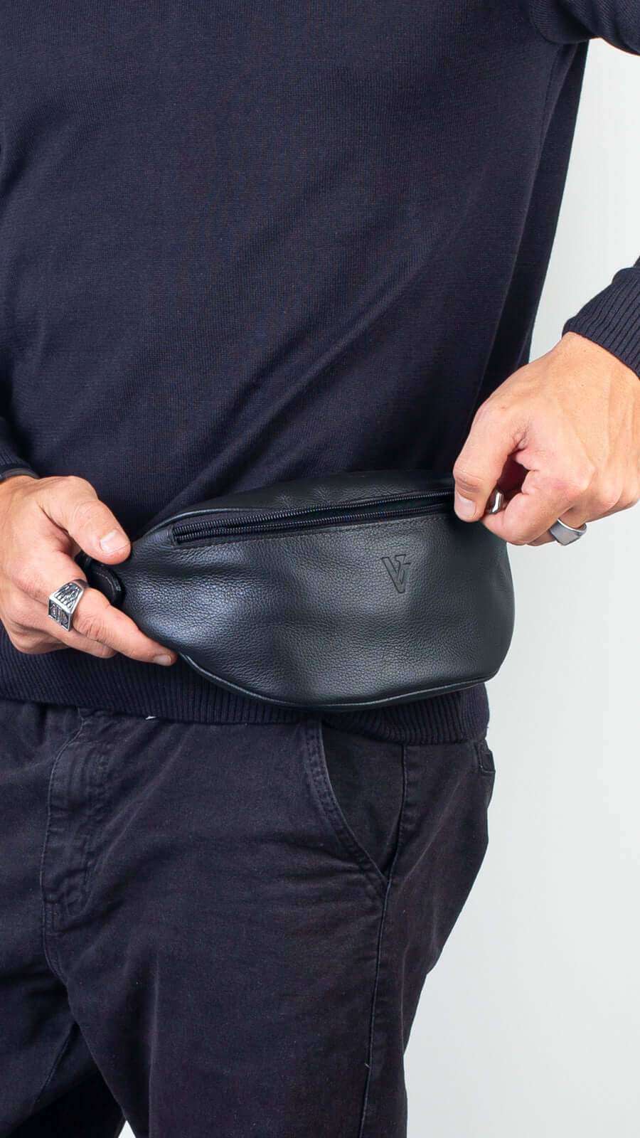 Pochete de couro masculina Zach - Enluaze