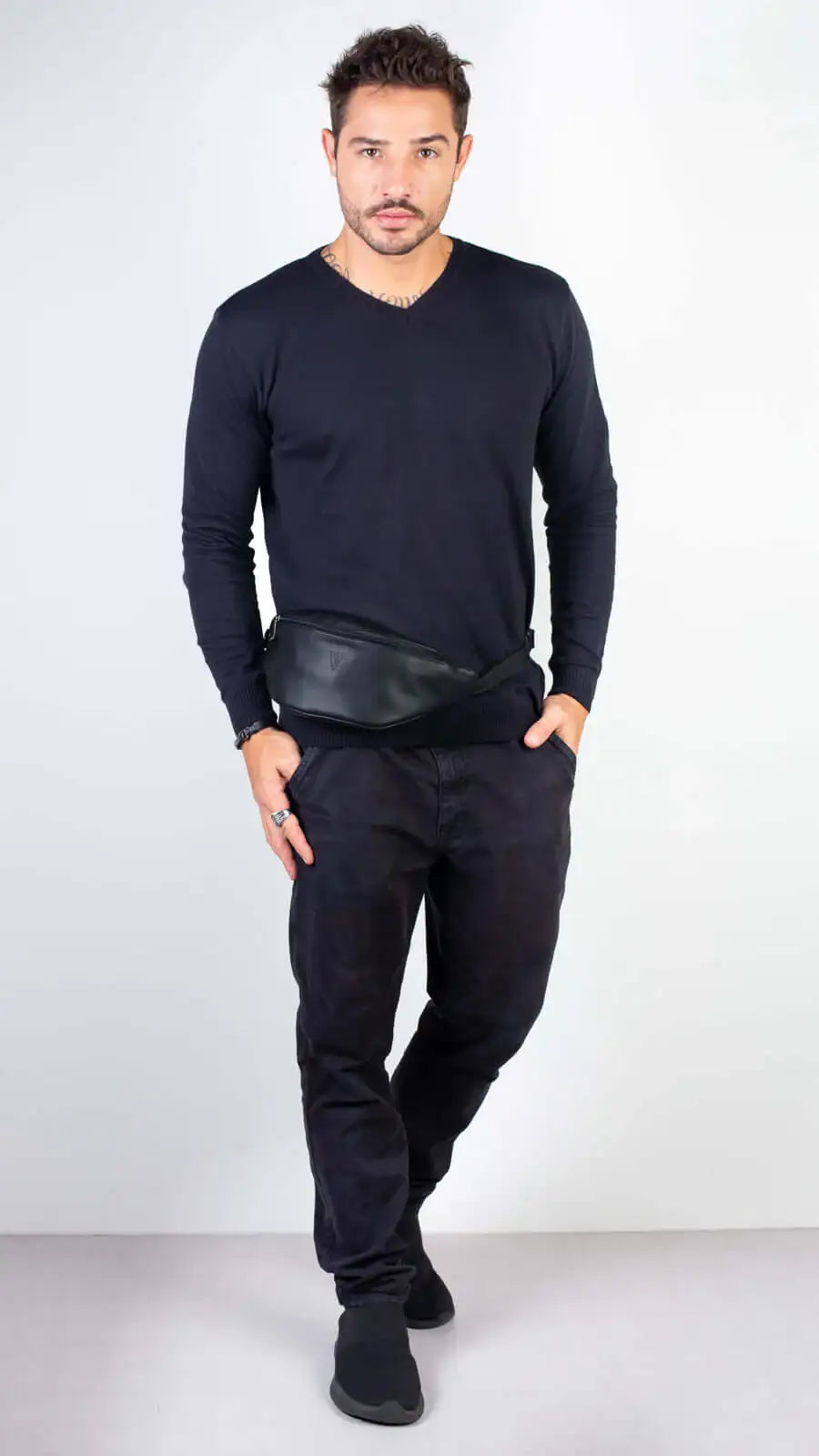 Pochete de couro masculina Zach - Enluaze