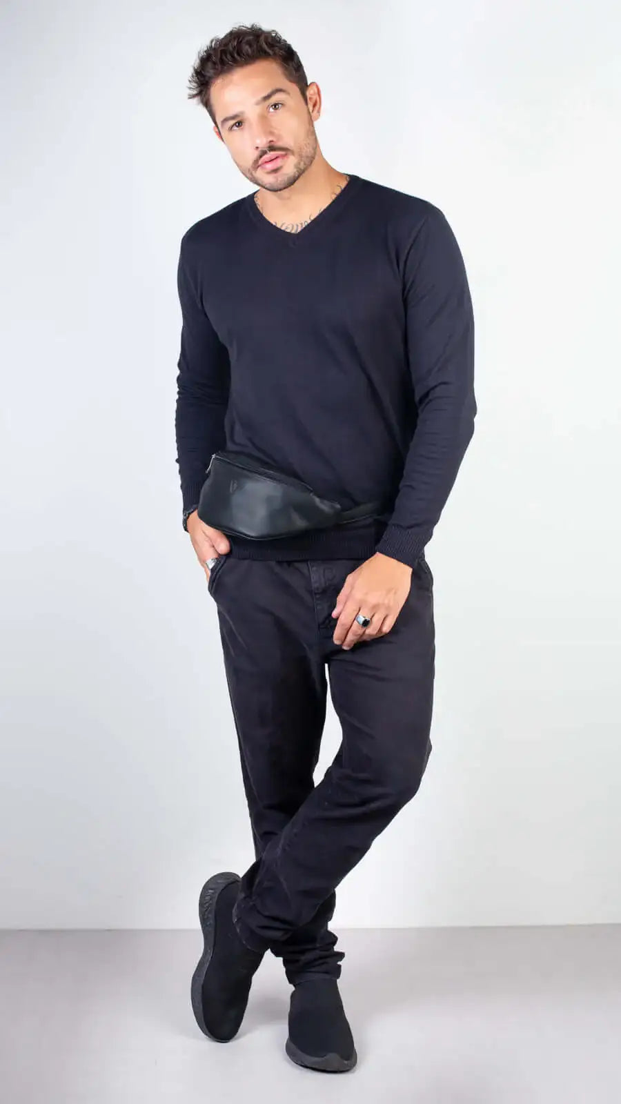 Pochete de couro masculina Zach - Enluaze