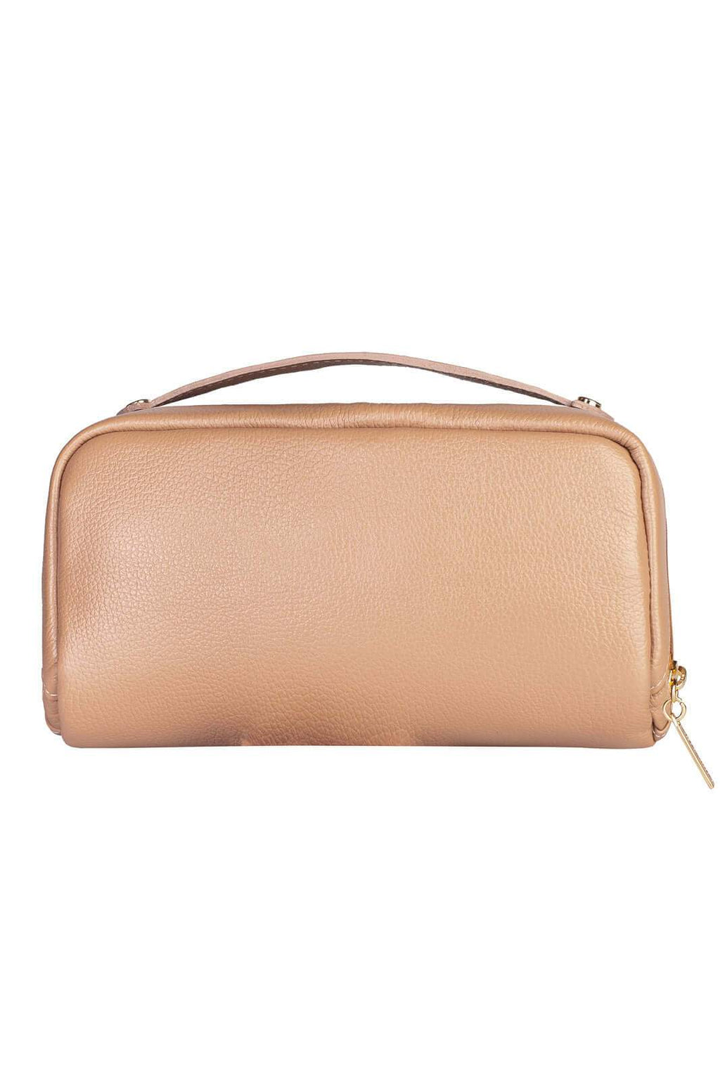 Necessaire de couro liso Athena 11x25x12,5cm - Enluaze
