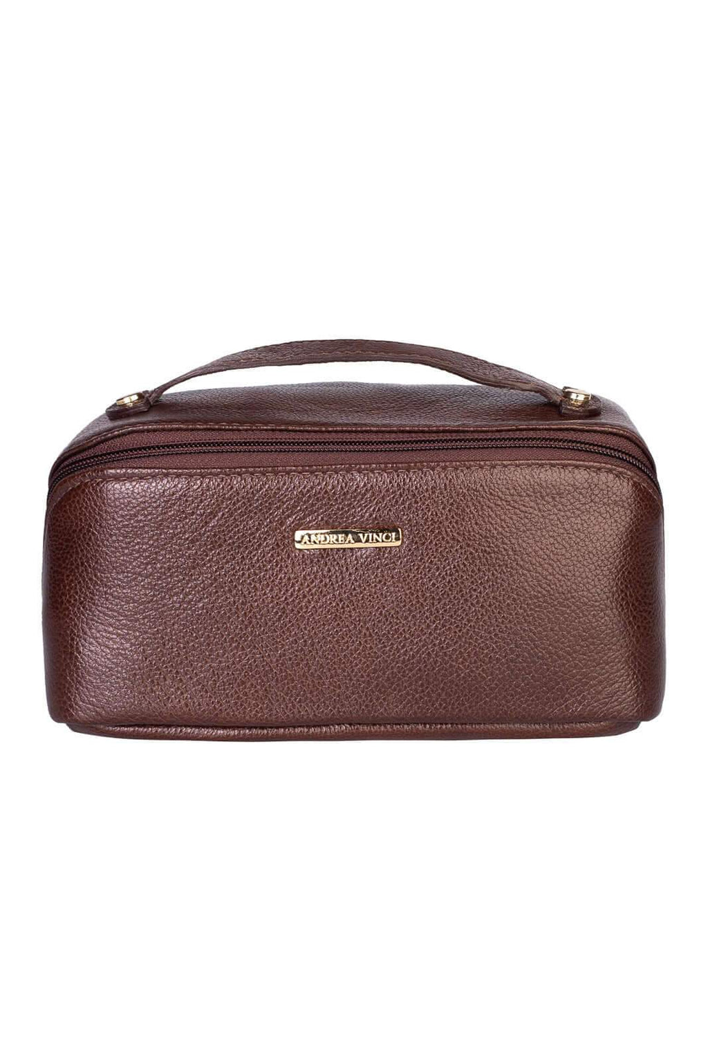 Necessaire de couro liso Athena 11x25x12,5cm - Enluaze