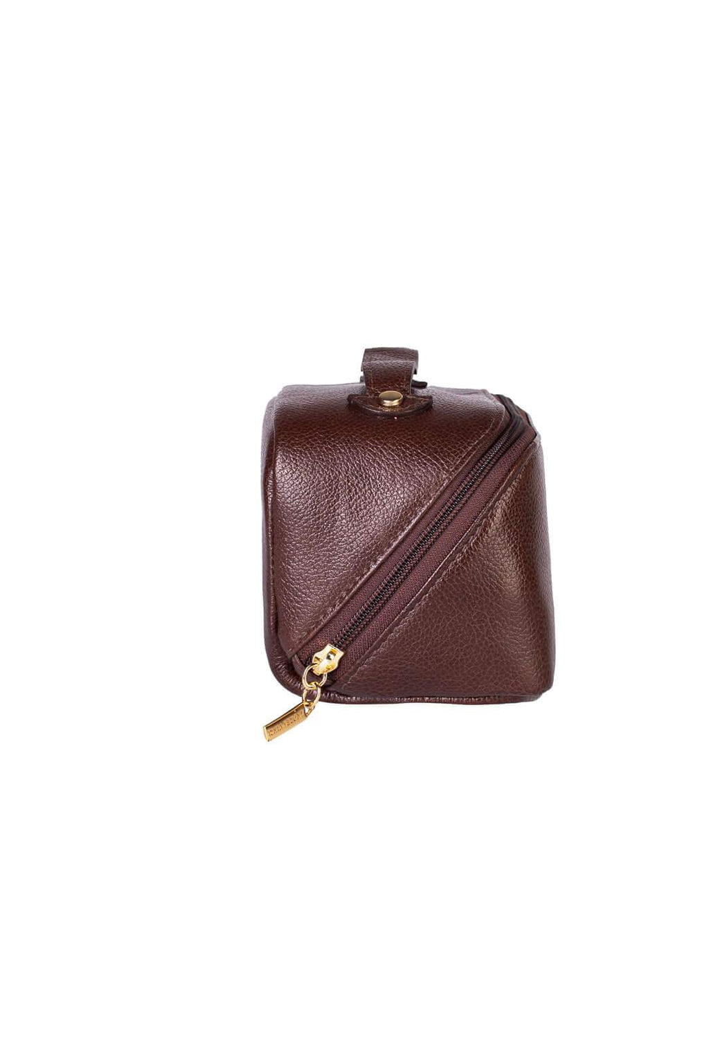 Necessaire de couro liso Athena 11x25x12,5cm - Enluaze