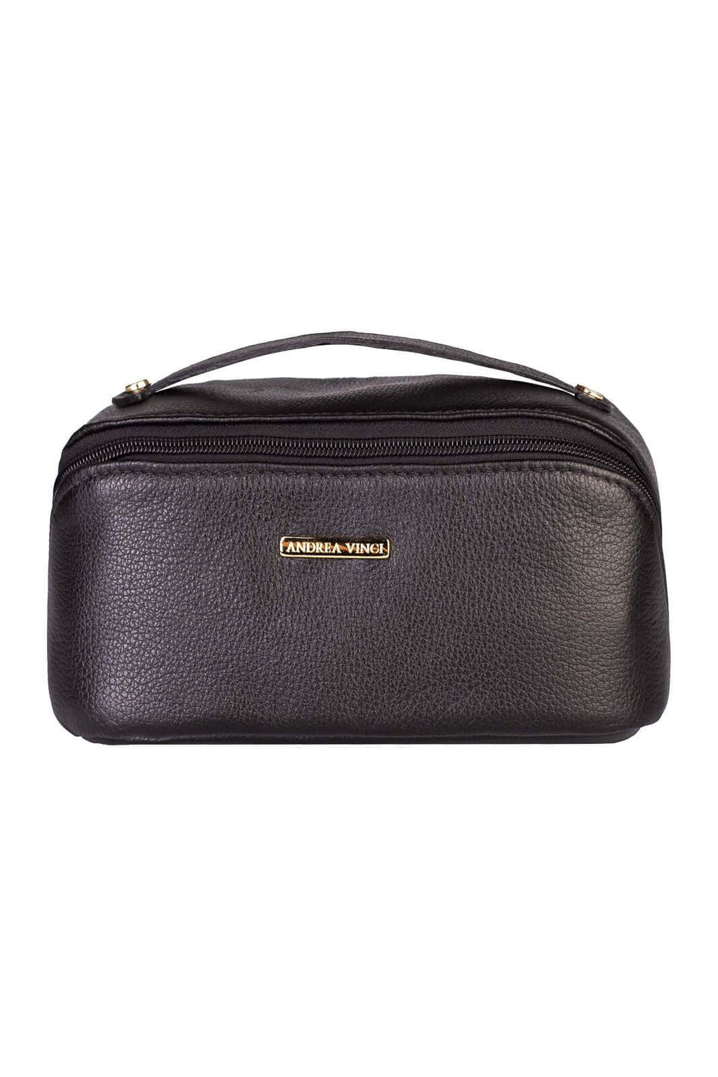 Necessaire de couro liso Athena 11x25x12,5cm - Enluaze