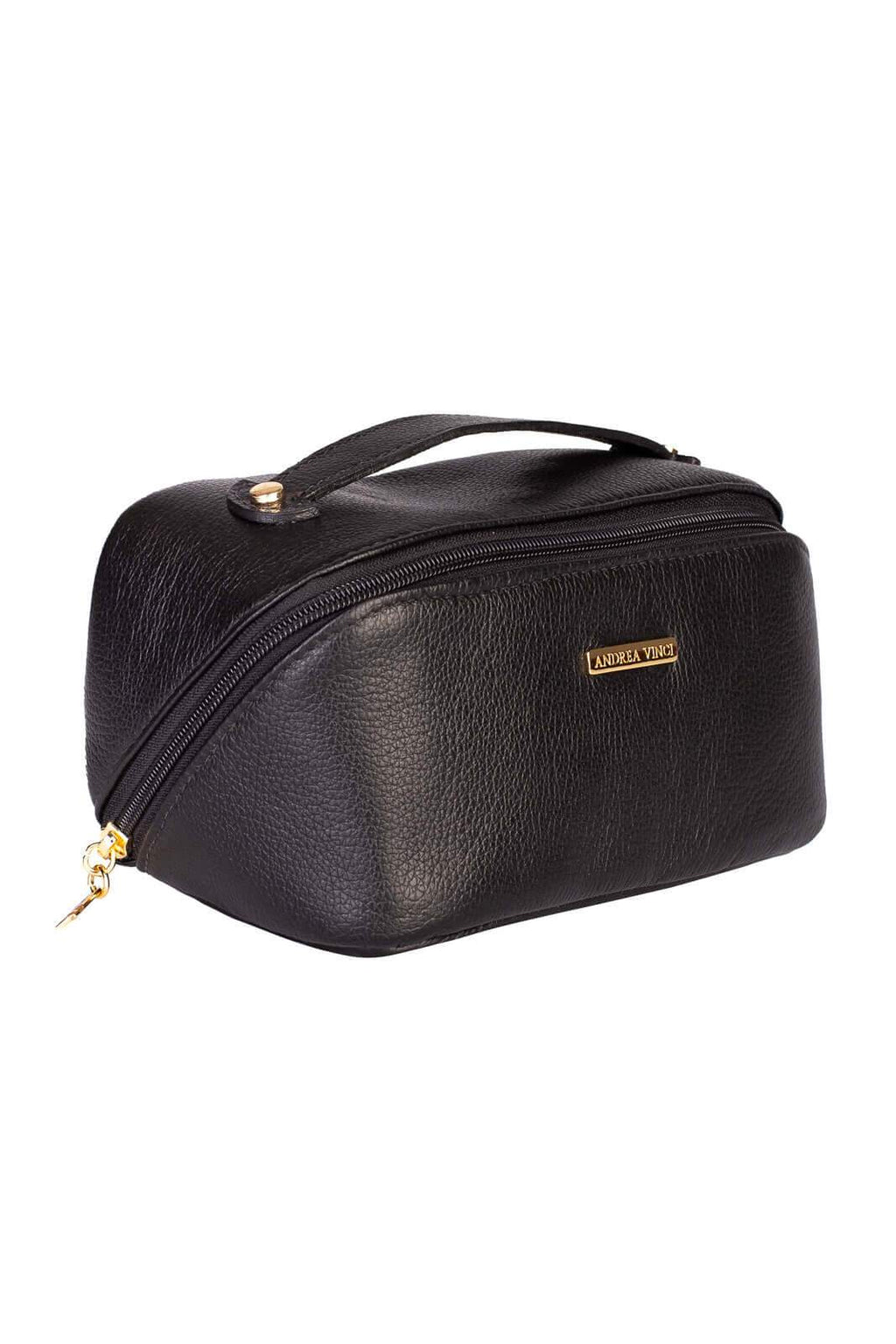 Necessaire de couro liso Athena 11x25x12,5cm - Enluaze