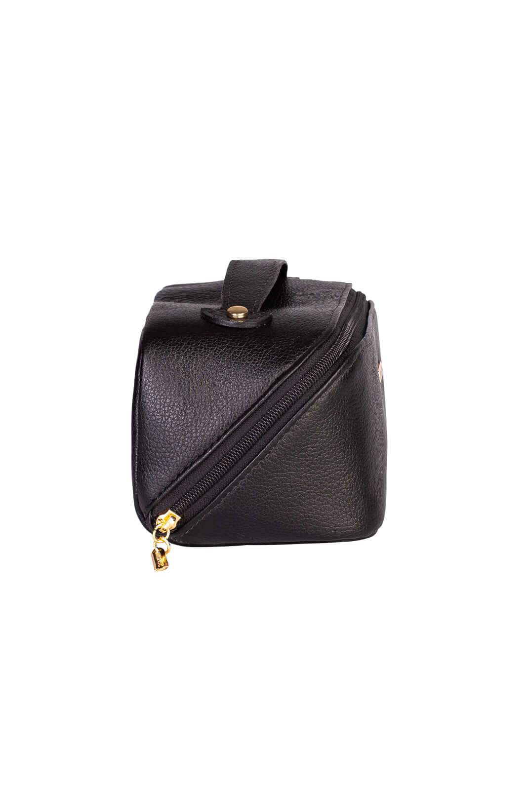 Necessaire de couro liso Athena 11x25x12,5cm - Enluaze