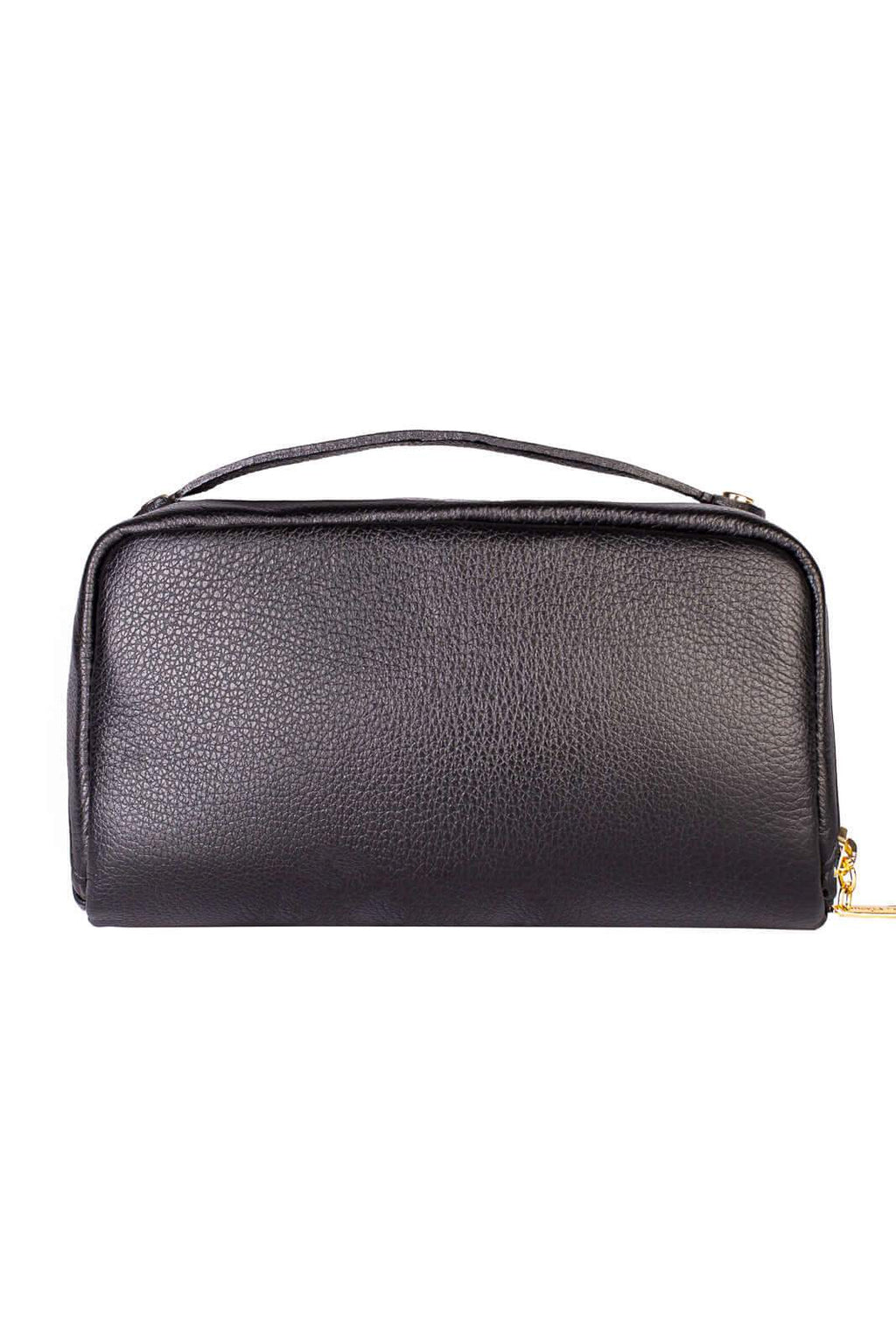 Necessaire de couro liso Athena 11x25x12,5cm - Enluaze