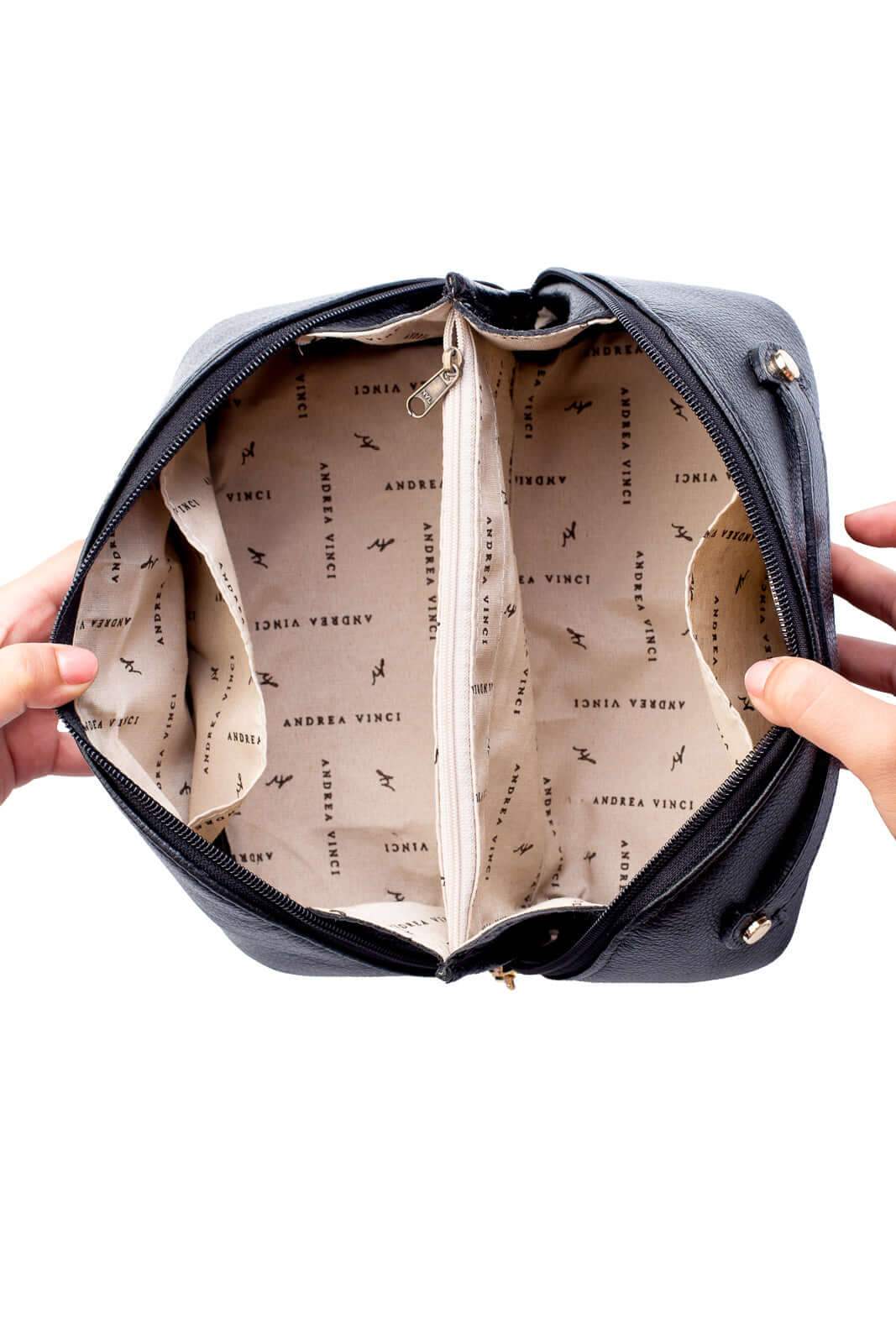 Necessaire de couro liso Athena 11x25x12,5cm - Enluaze