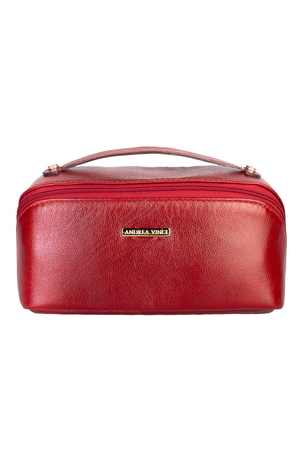 Necessaire de couro liso Athena 11x25x12,5cm - Enluaze