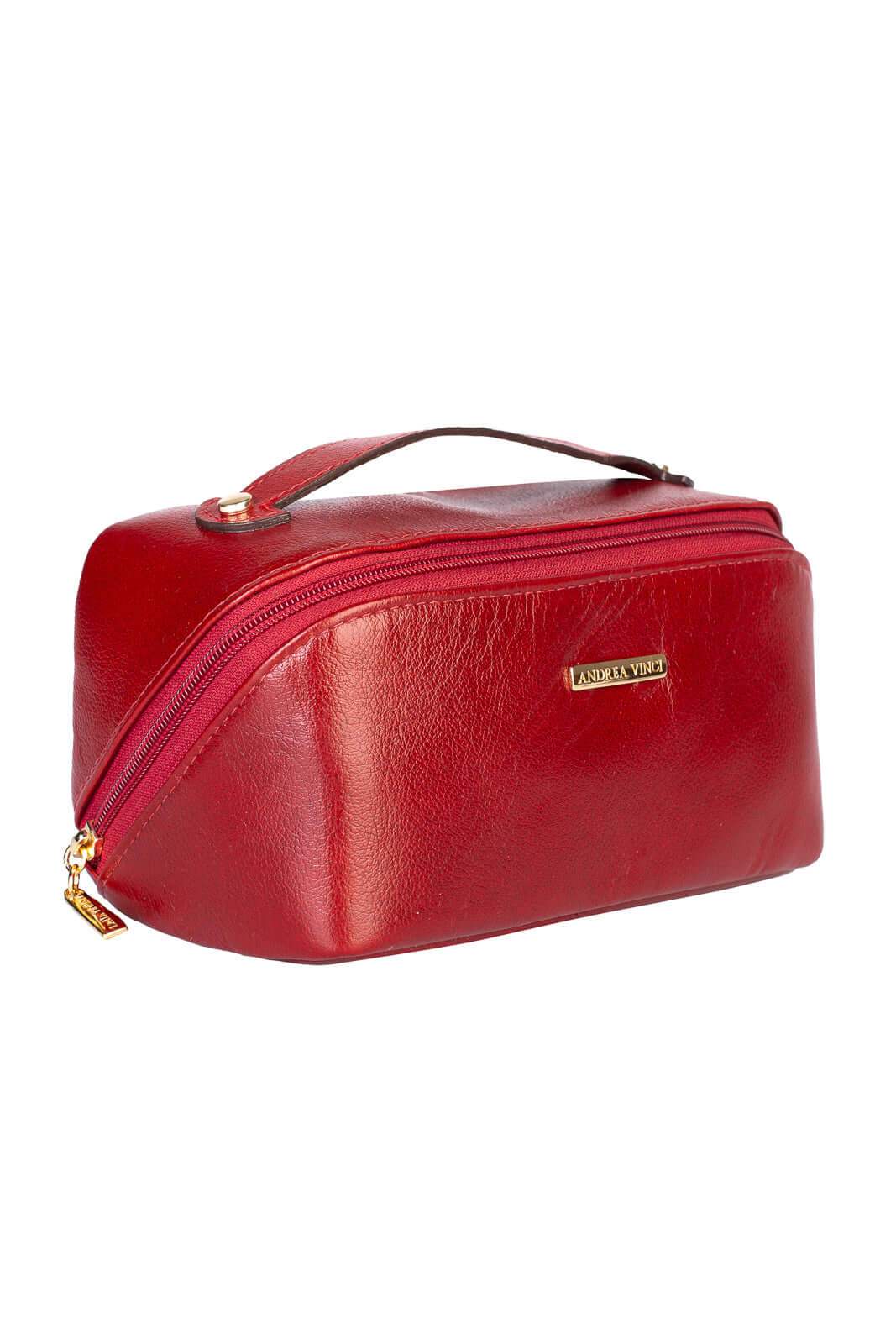 Necessaire de couro liso Athena 11x25x12,5cm - Enluaze