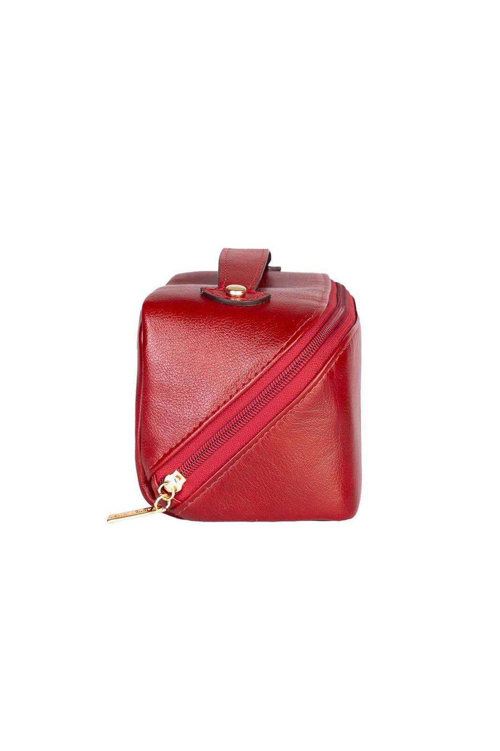 Necessaire de couro liso Athena 11x25x12,5cm - Enluaze