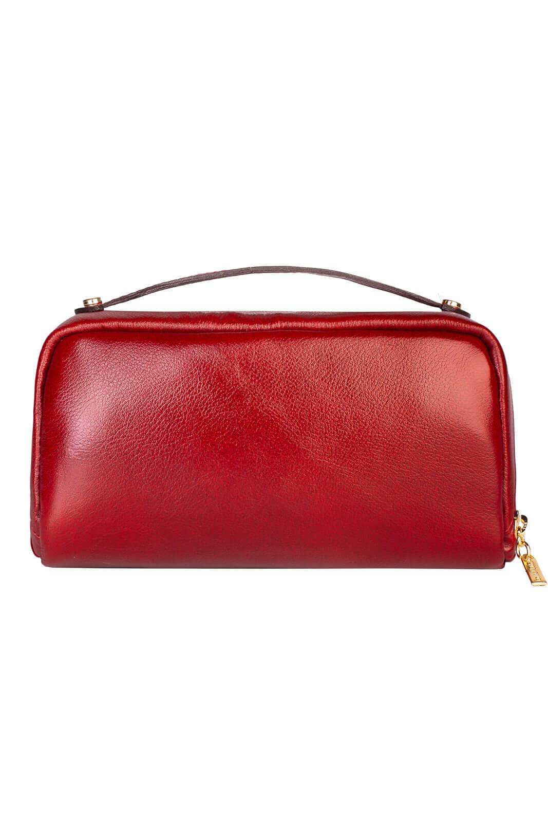 Necessaire de couro liso Athena 11x25x12,5cm - Enluaze