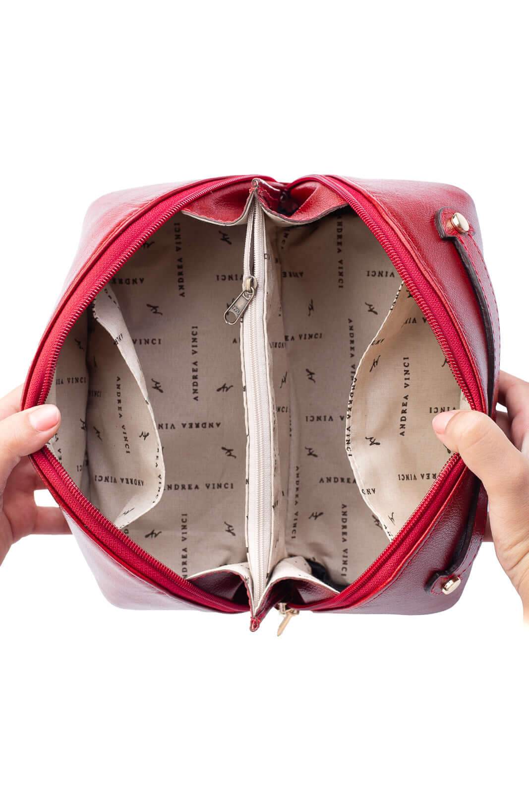 Necessaire de couro liso Athena 11x25x12,5cm - Enluaze