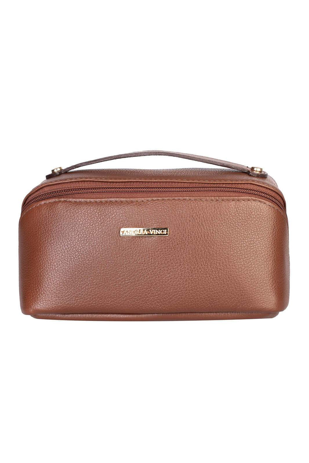 Necessaire de couro liso Athena 11x25x12,5cm - Enluaze