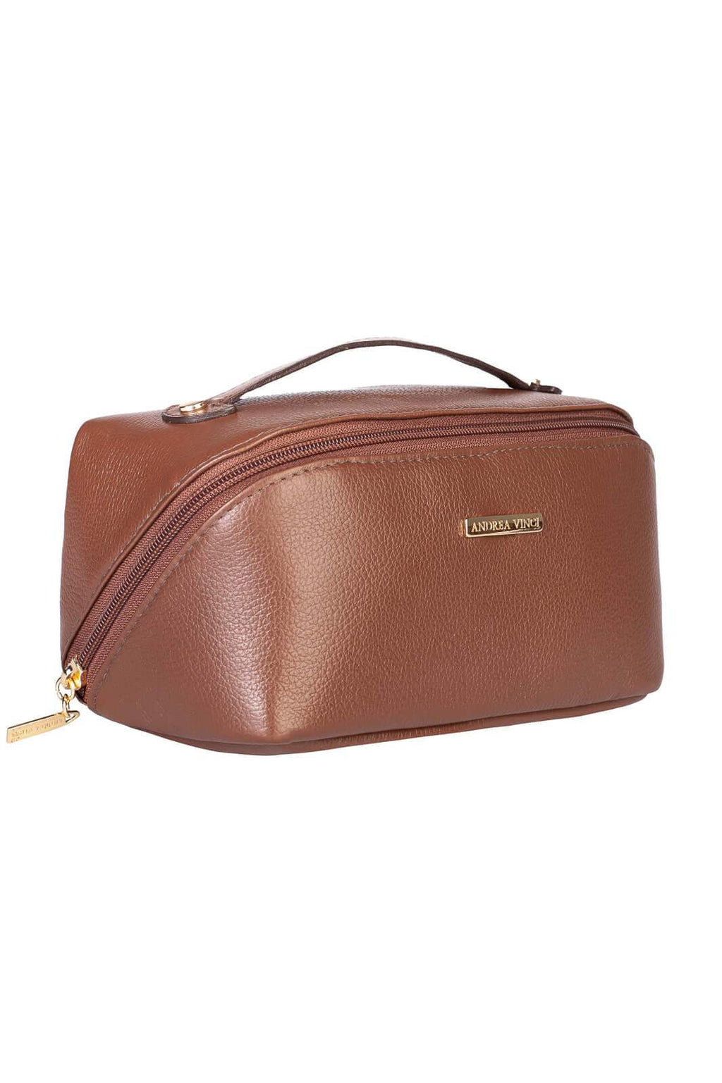 Necessaire de couro liso Athena 11x25x12,5cm - Enluaze