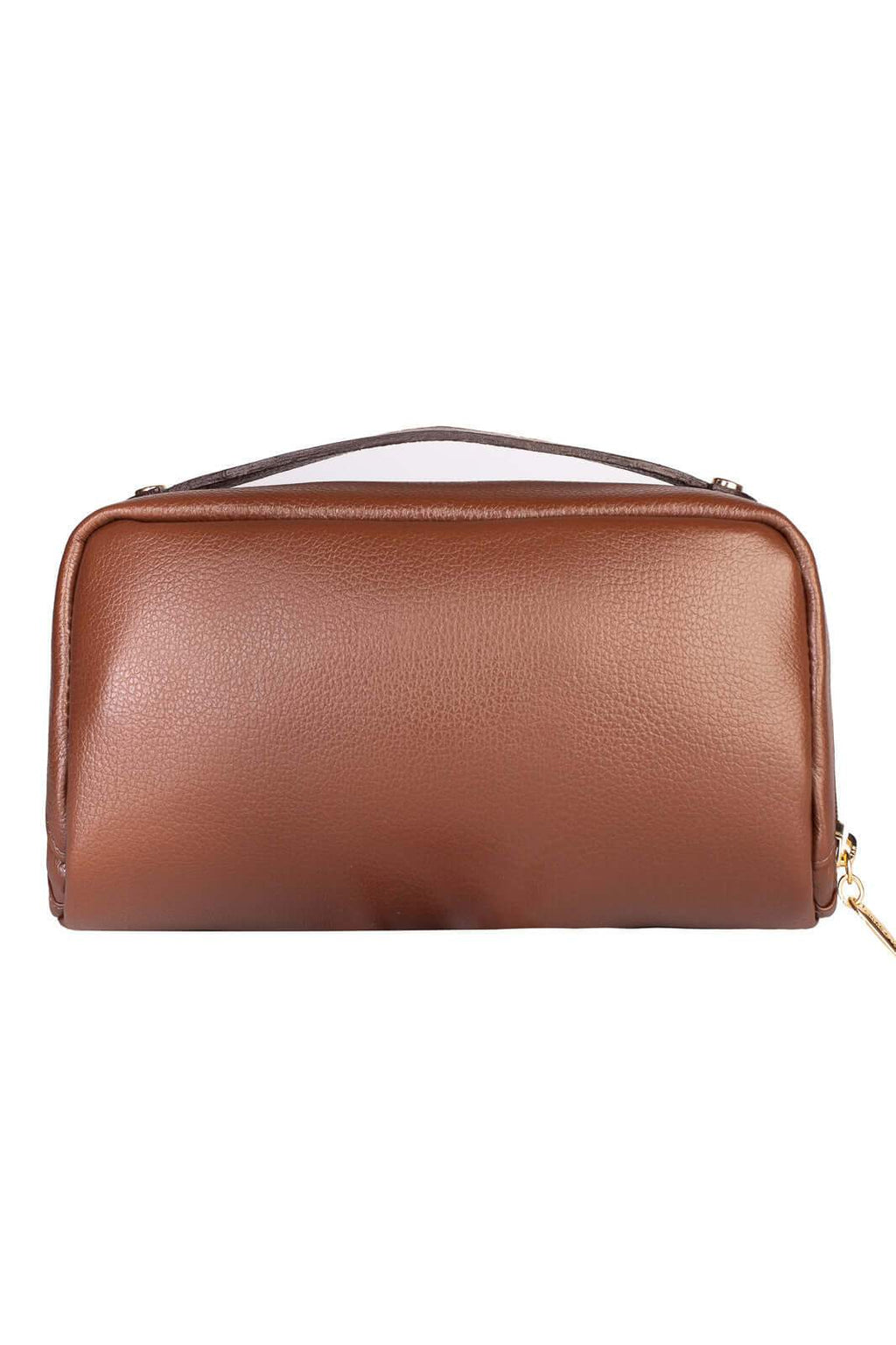 Necessaire de couro liso Athena 11x25x12,5cm - Enluaze