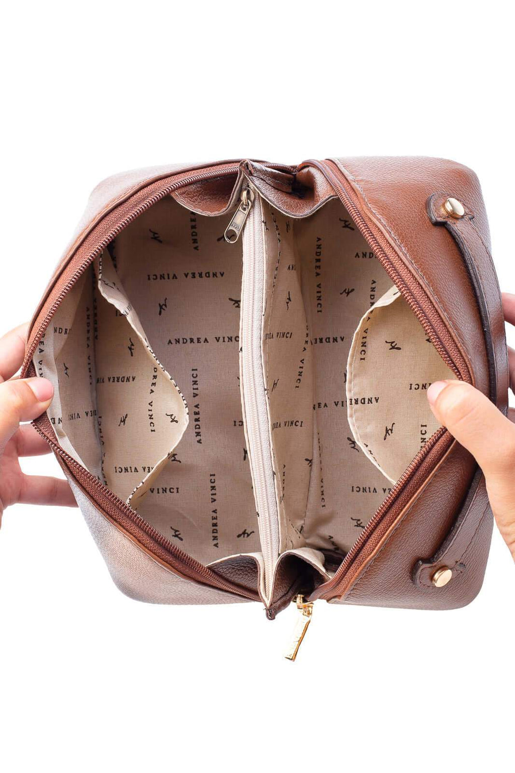 Necessaire de couro liso Athena 11x25x12,5cm - Enluaze