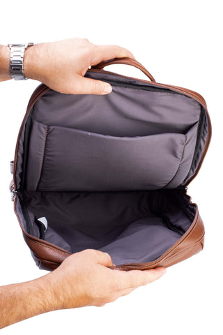 Mochila de couro slim masculina Enzo