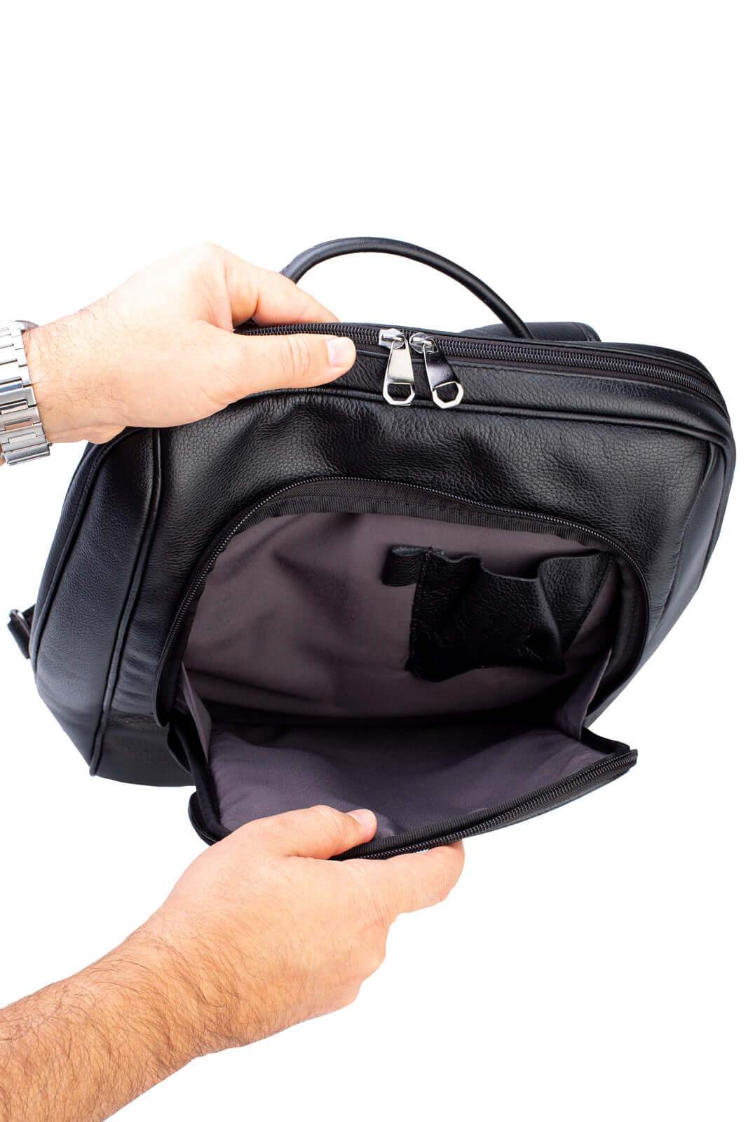 Mochila de couro slim masculina Enzo - Enluaze