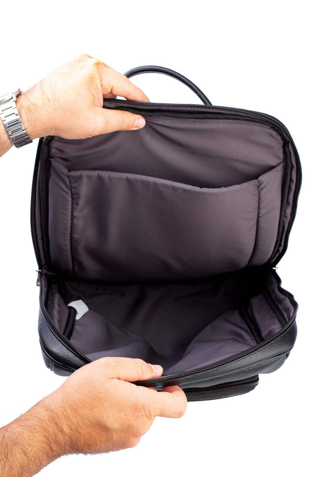 Mochila de couro slim masculina Enzo - Enluaze