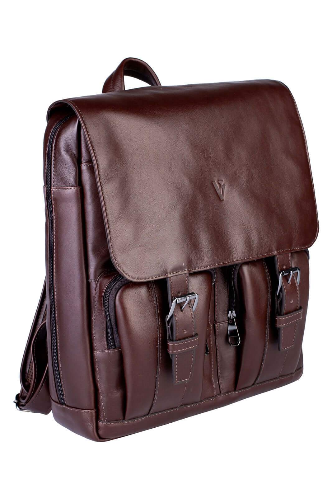 Mochila de couro italiano masculina vintage Miguel - Enluaze