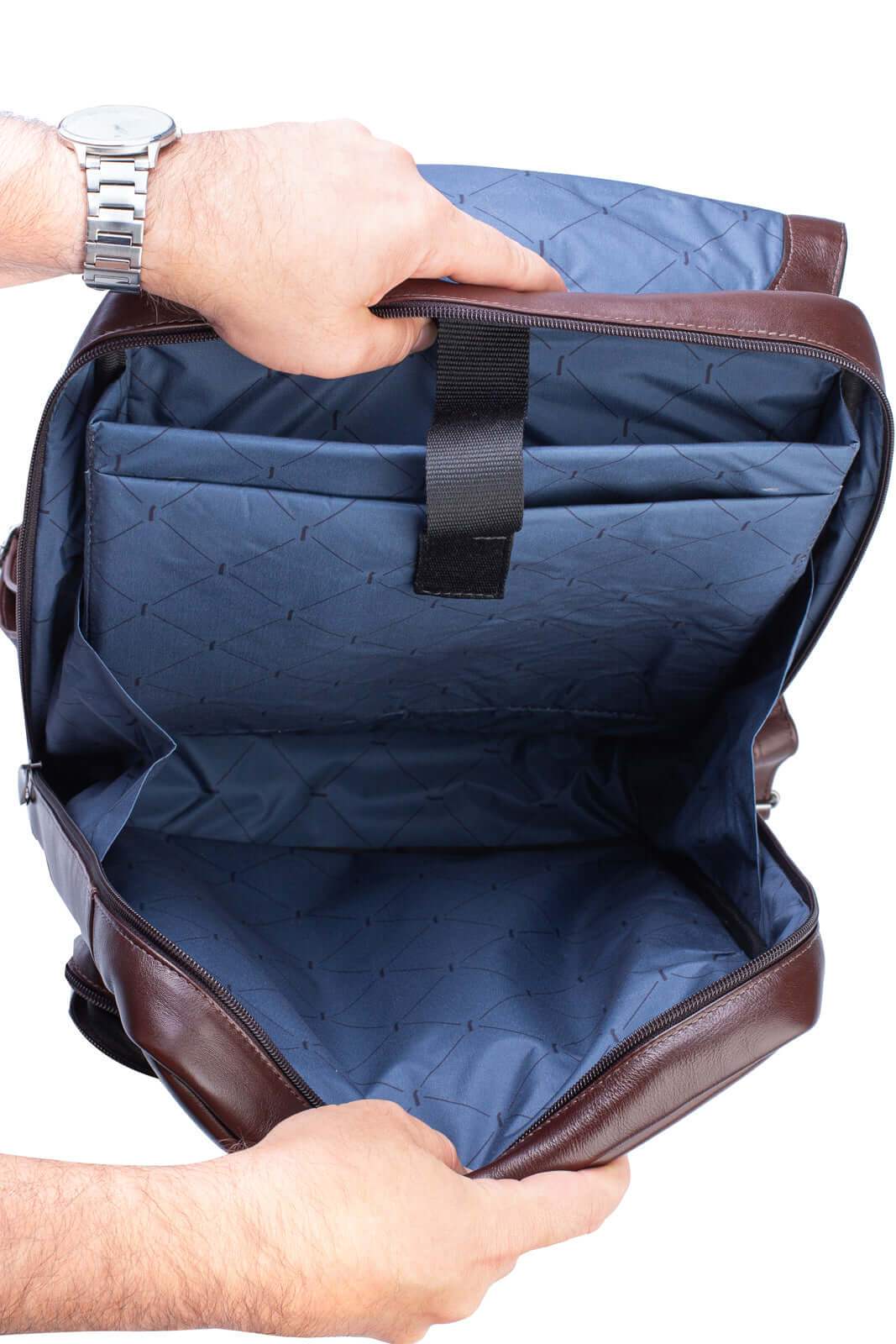 Mochila de couro italiano masculina vintage Miguel - Enluaze